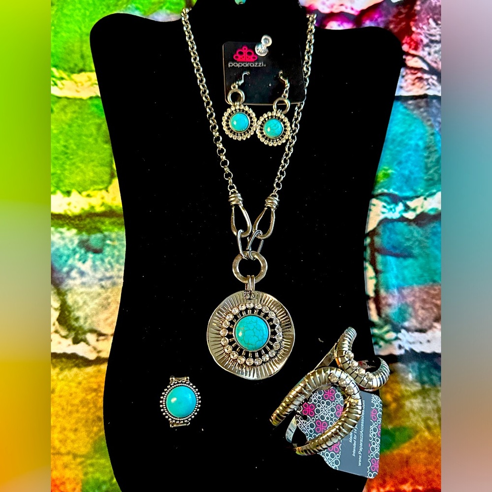 5 Piece blue stone jewelry set